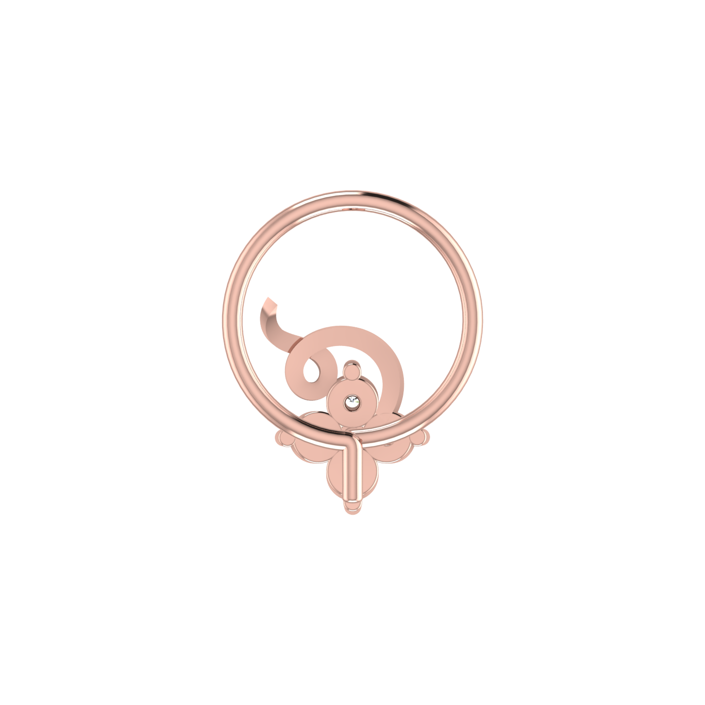 Enchanted Petal Style Sleek Swirl Charm — 0.06 Carat Lab Grown Diamond Nose Pin