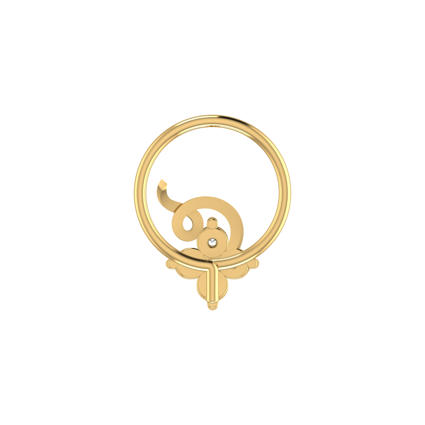 Enchanted Petal Style Sleek Swirl Charm — 0.06 Carat Lab Grown Diamond Nose Pin
