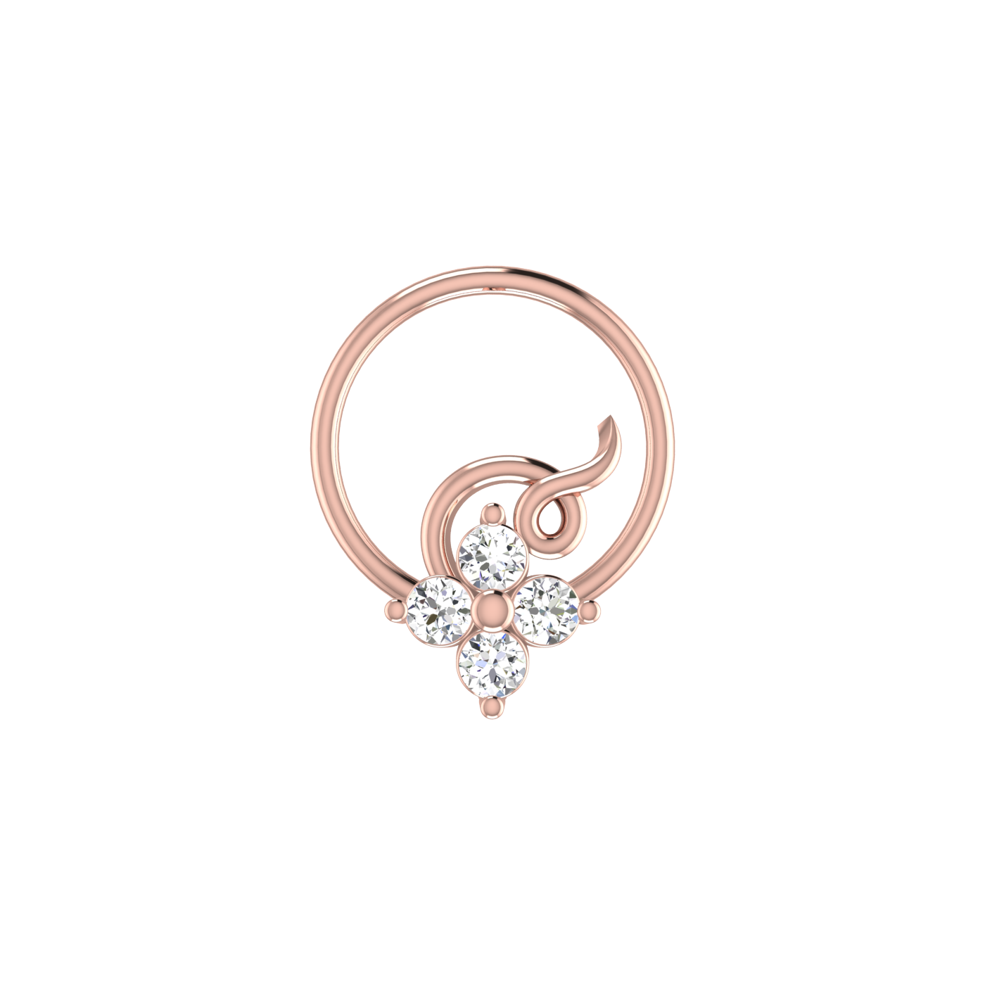 Enchanted Petal Style Sleek Swirl Charm — 0.06 Carat Lab Grown Diamond Nose Pin