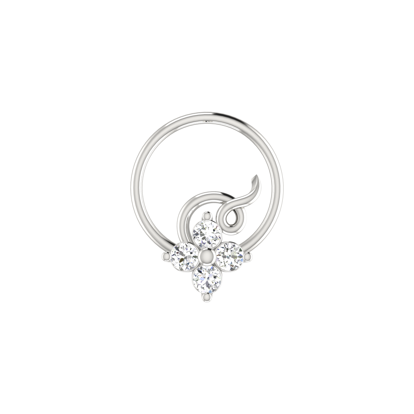 Enchanted Petal Style Sleek Swirl Charm — 0.06 Carat Lab Grown Diamond Nose Pin