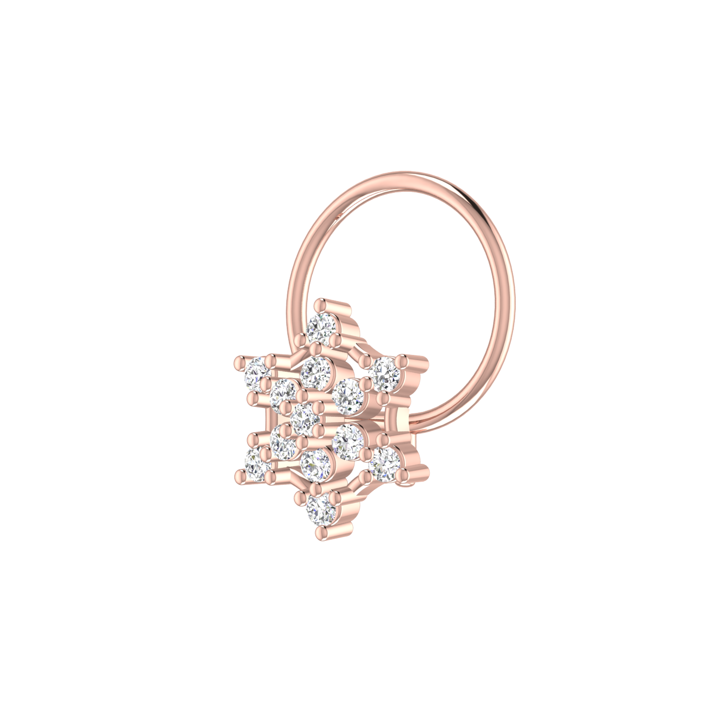 14K Gold Regal Mesh 0.08ct Lab Grown Diamond Nose Pin