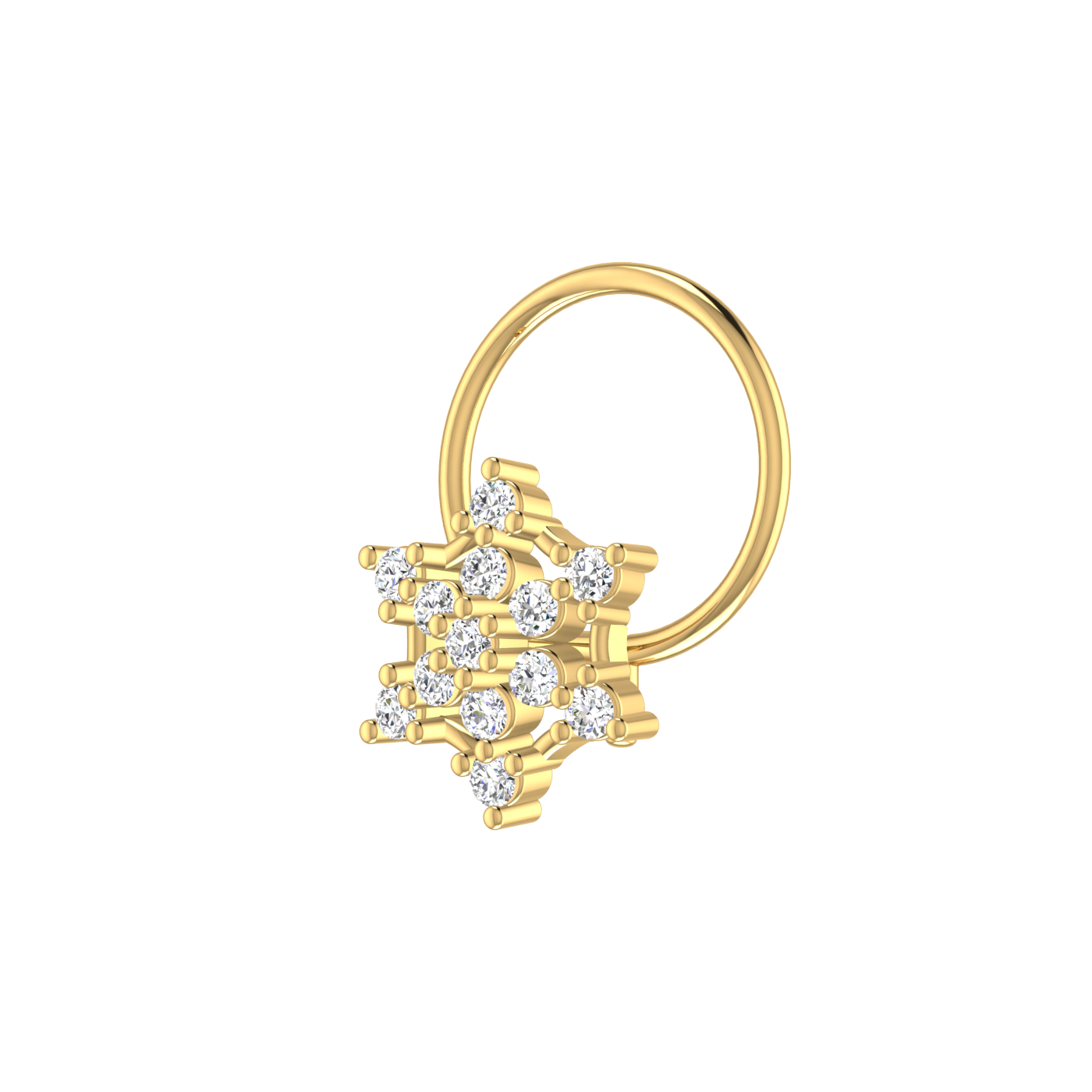 14K Gold Regal Mesh 0.08ct Lab Grown Diamond Nose Pin