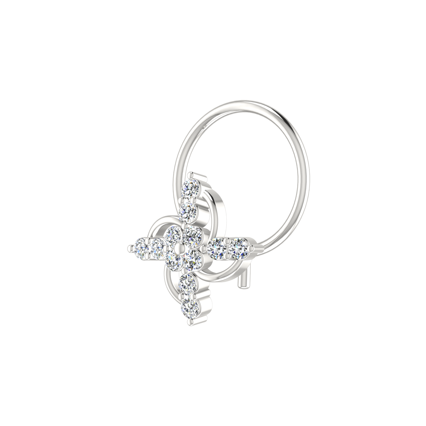 14K Gold Celestial Swirl 0.08ct Lab Grown Diamond Nose Pin