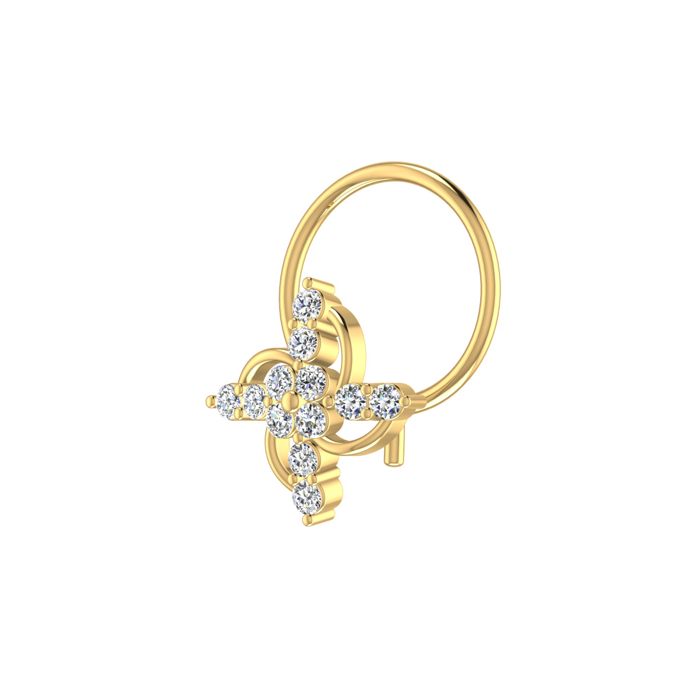 14K Gold Celestial Swirl 0.08ct Lab Grown Diamond Nose Pin