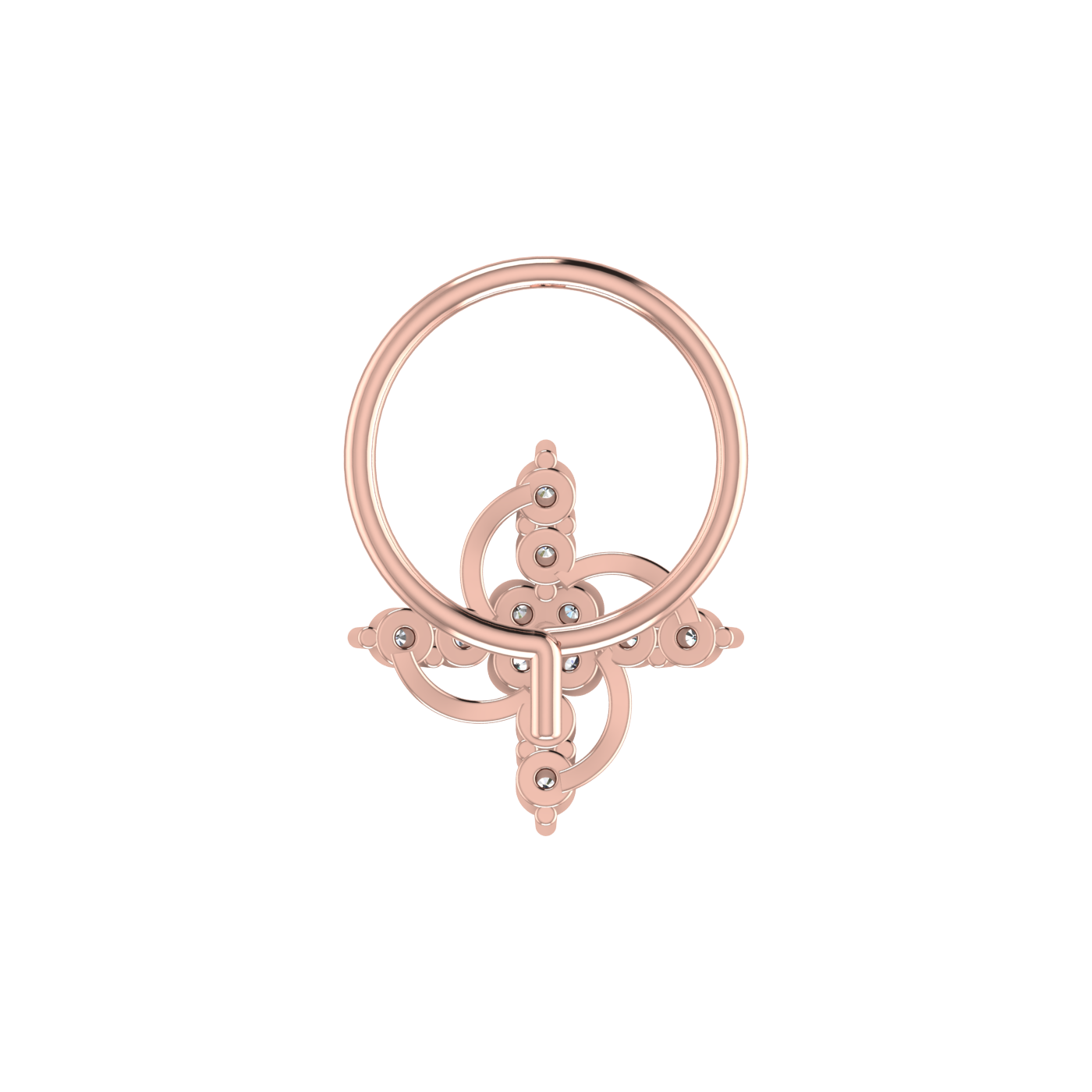 14K Gold Celestial Swirl 0.08ct Lab Grown Diamond Nose Pin