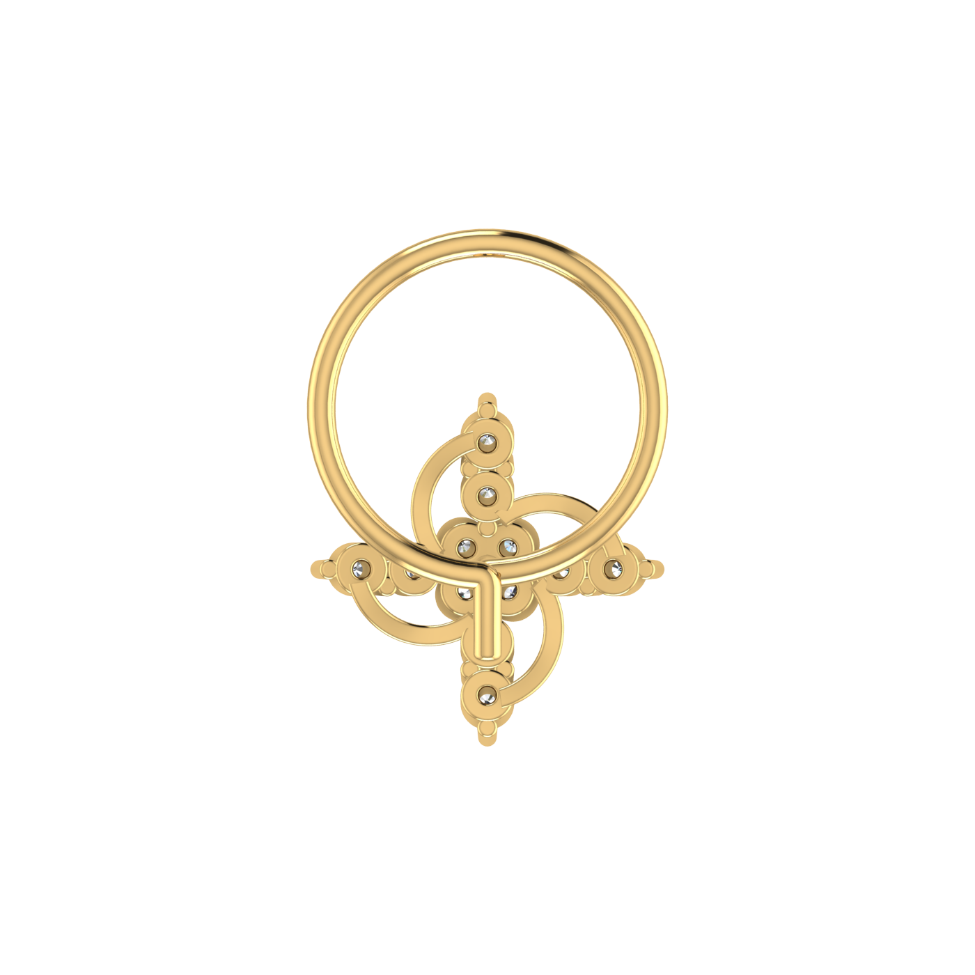 14K Gold Celestial Swirl 0.08ct Lab Grown Diamond Nose Pin