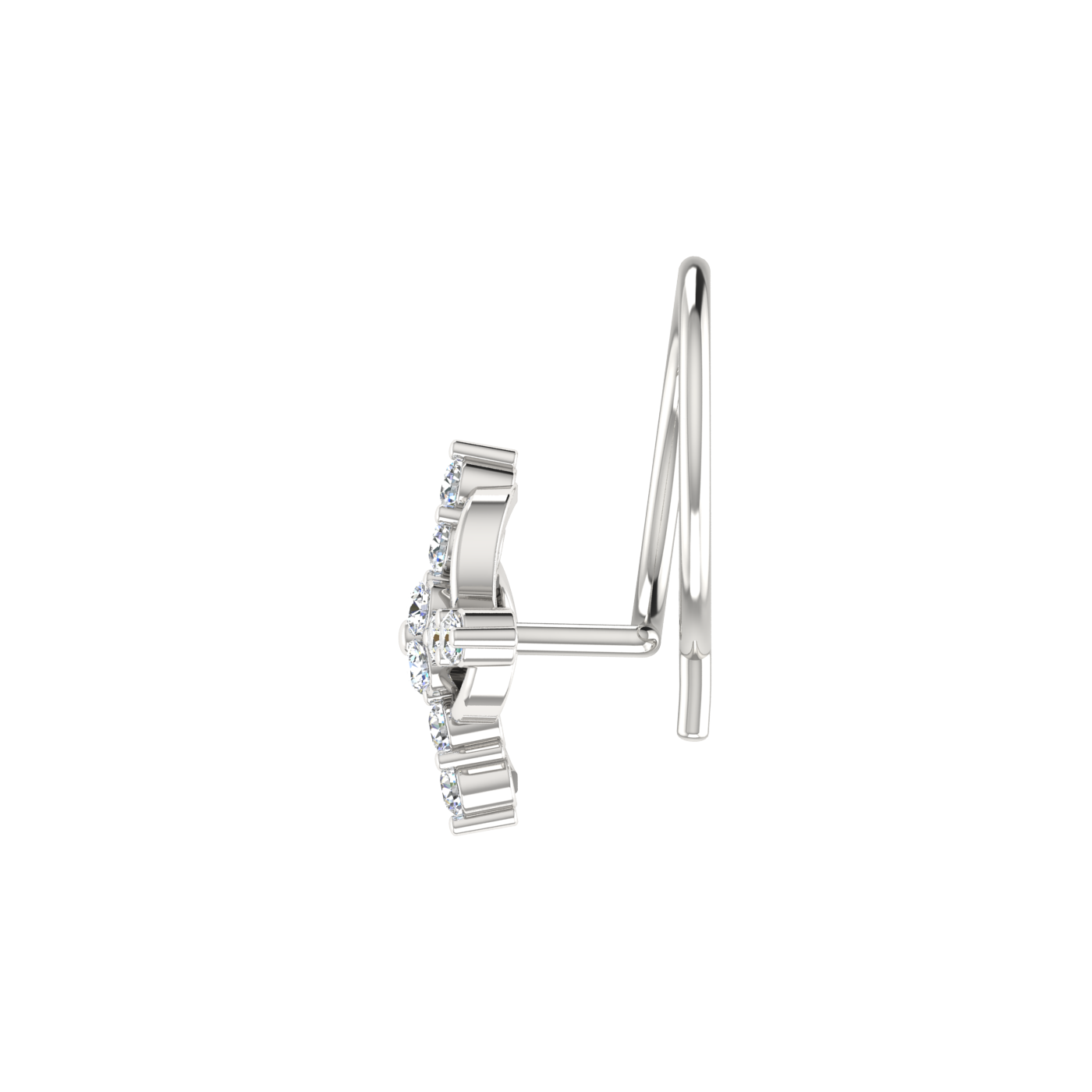 14K Gold Celestial Swirl 0.08ct Lab Grown Diamond Nose Pin