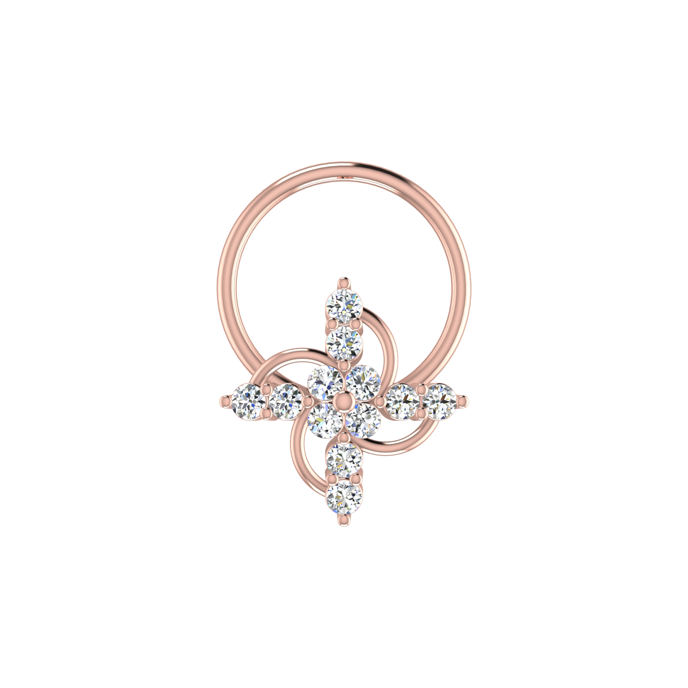 14K Gold Celestial Swirl 0.08ct Lab Grown Diamond Nose Pin