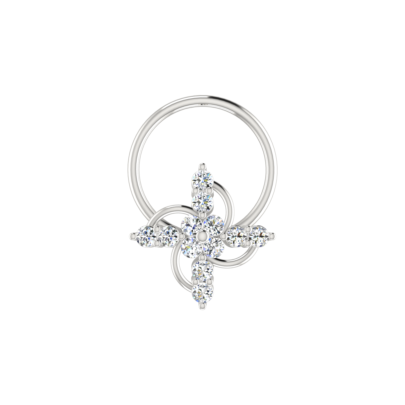 14K Gold Celestial Swirl 0.08ct Lab Grown Diamond Nose Pin