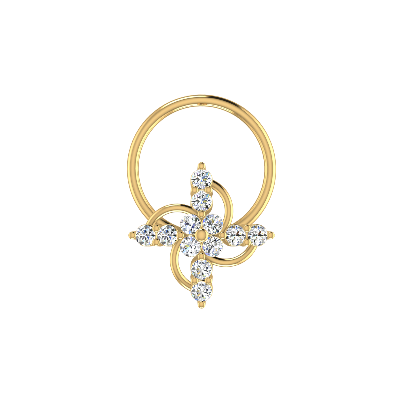 14K Gold Celestial Swirl 0.08ct Lab Grown Diamond Nose Pin