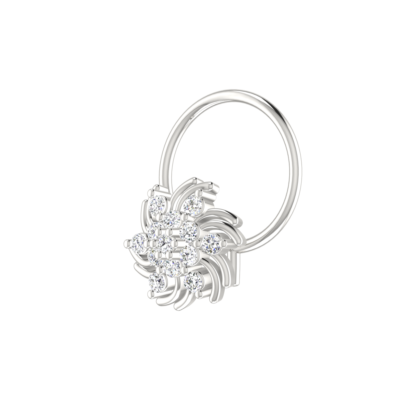 14K Gold Elegant Twilight Bloom 0.06ct Lab Grown Diamond Nose Pin