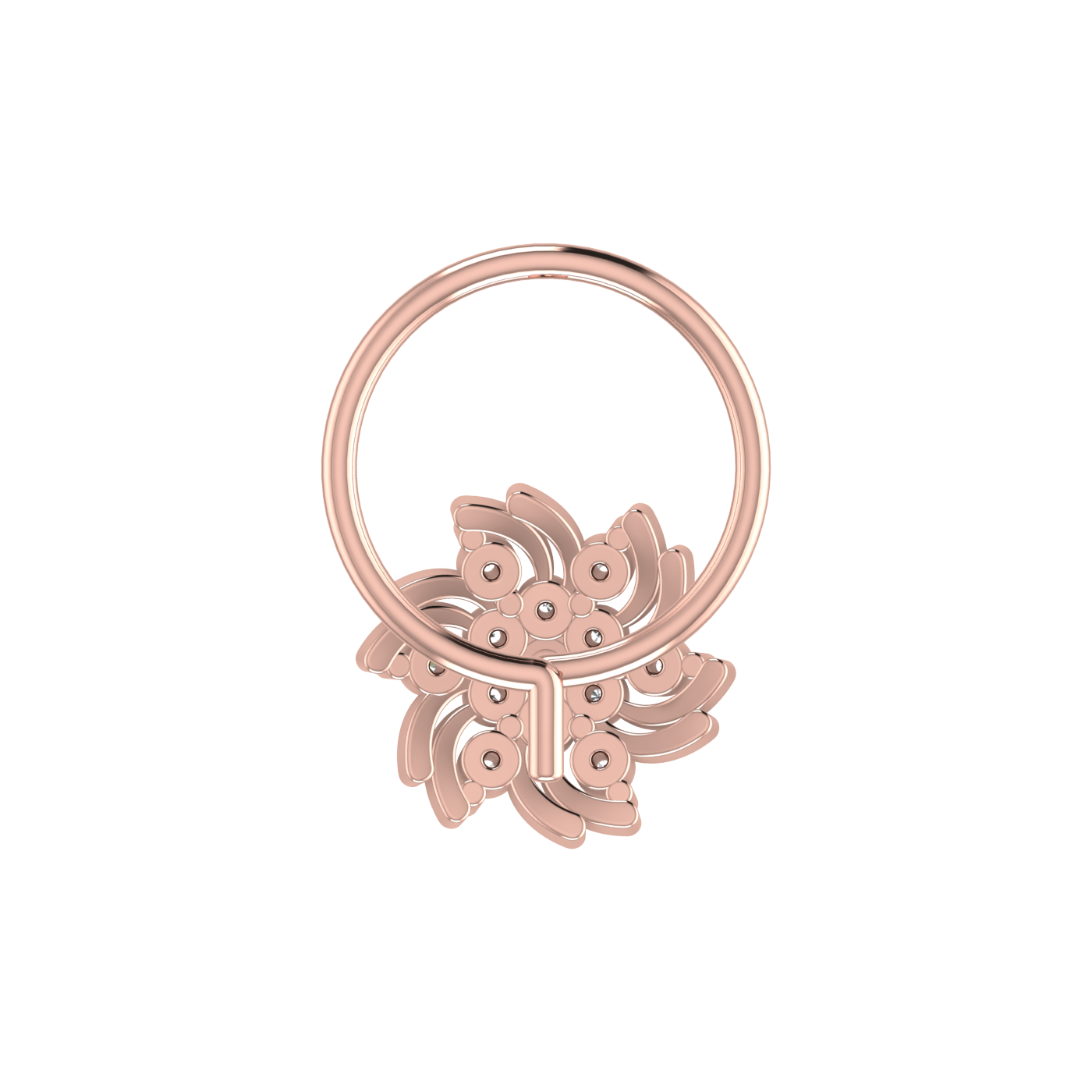 14K Gold Elegant Twilight Bloom 0.06ct Lab Grown Diamond Nose Pin