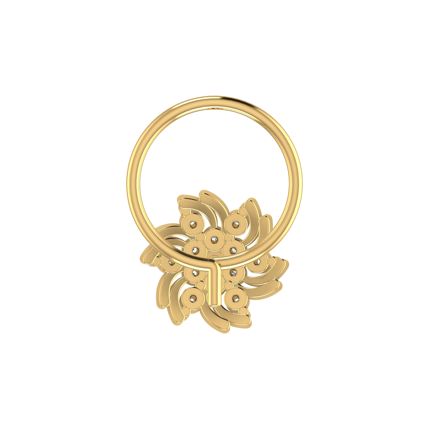 14K Gold Elegant Twilight Bloom 0.06ct Lab Grown Diamond Nose Pin