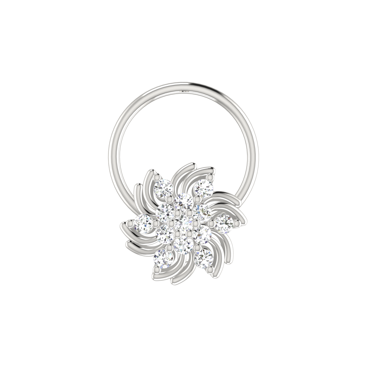 14K Gold Elegant Twilight Bloom 0.06ct Lab Grown Diamond Nose Pin