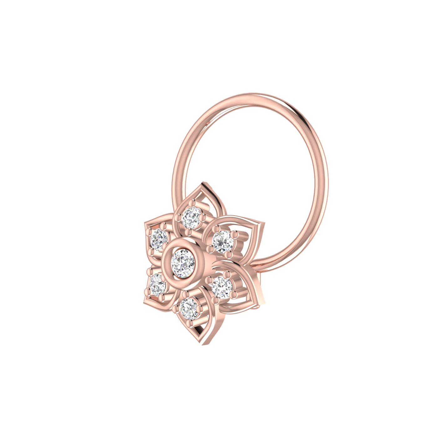 14K Gold Divine Blossom 0.04ct Lab Grown Diamond Nose Pin