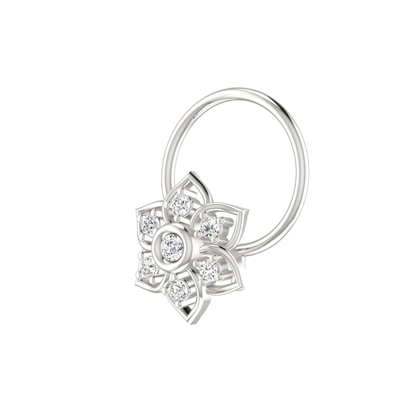 14K Gold Divine Blossom 0.04ct Lab Grown Diamond Nose Pin