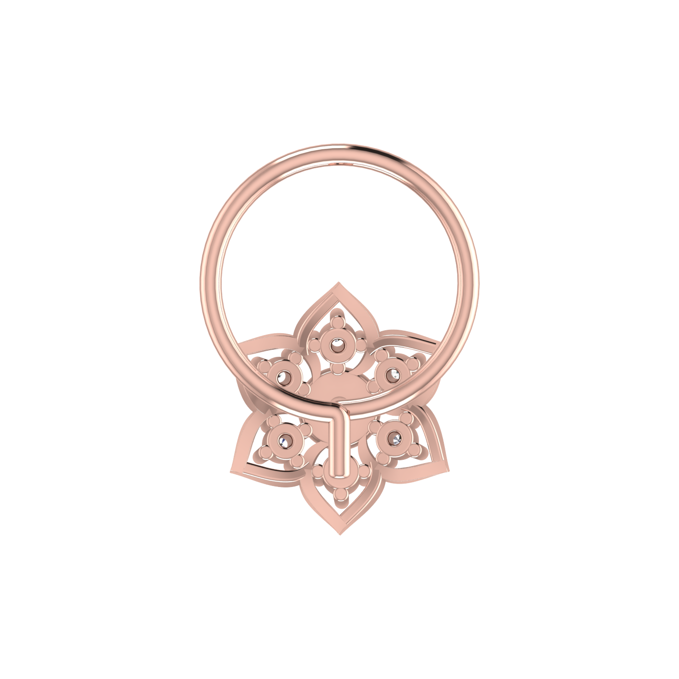 14K Gold Divine Blossom 0.04ct Lab Grown Diamond Nose Pin