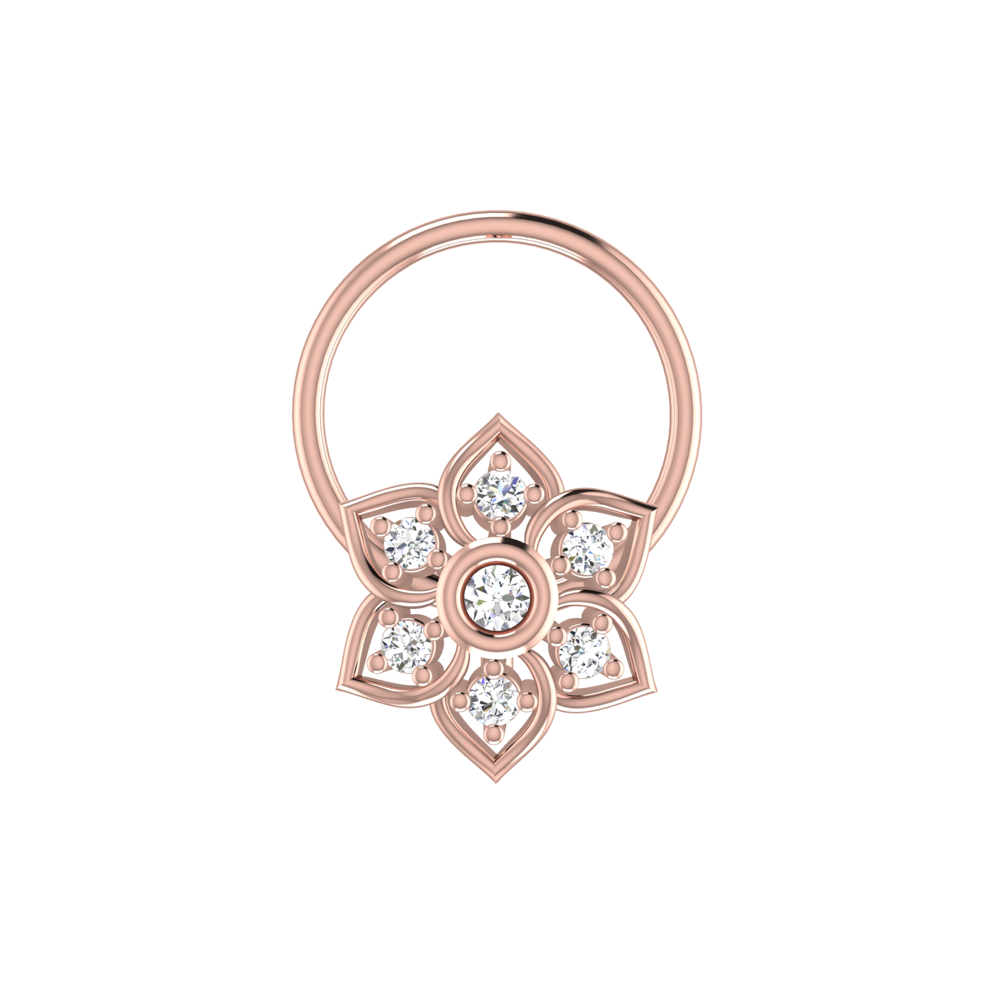 14K Gold Divine Blossom 0.04ct Lab Grown Diamond Nose Pin