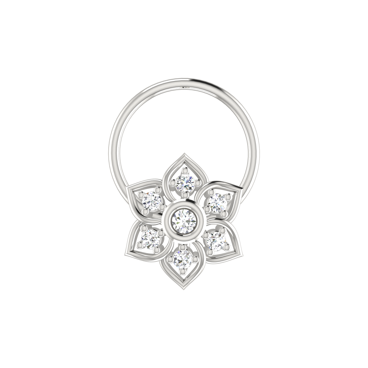 14K Gold Divine Blossom 0.04ct Lab Grown Diamond Nose Pin