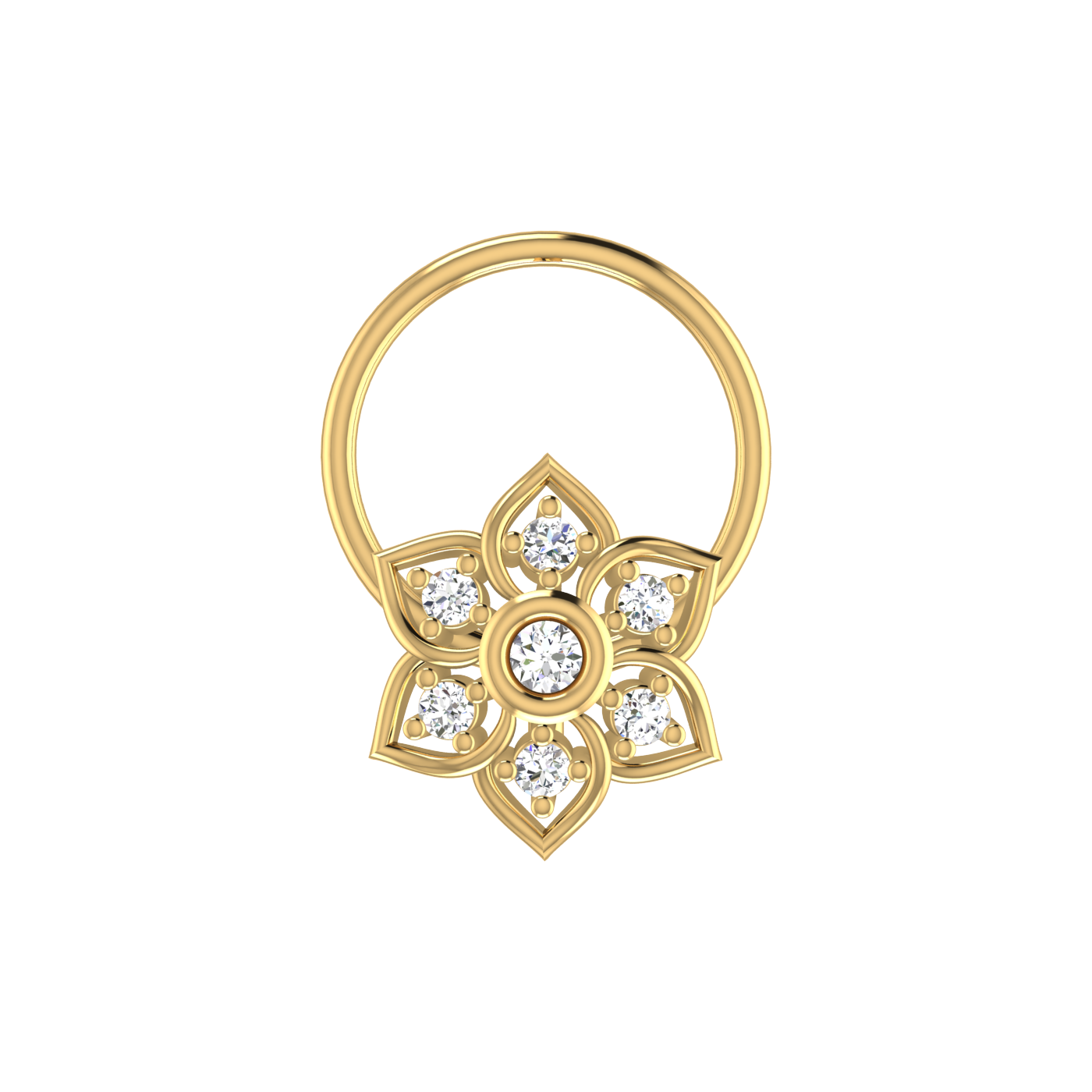 14K Gold Divine Blossom 0.04ct Lab Grown Diamond Nose Pin