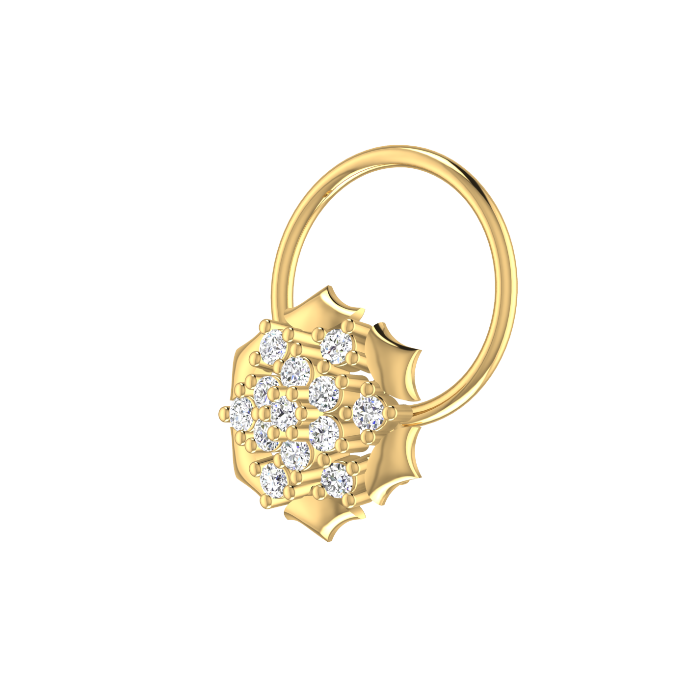 14K Gold Golden Petal Shine 0.06ct Lab Grown Diamond Nose Pin