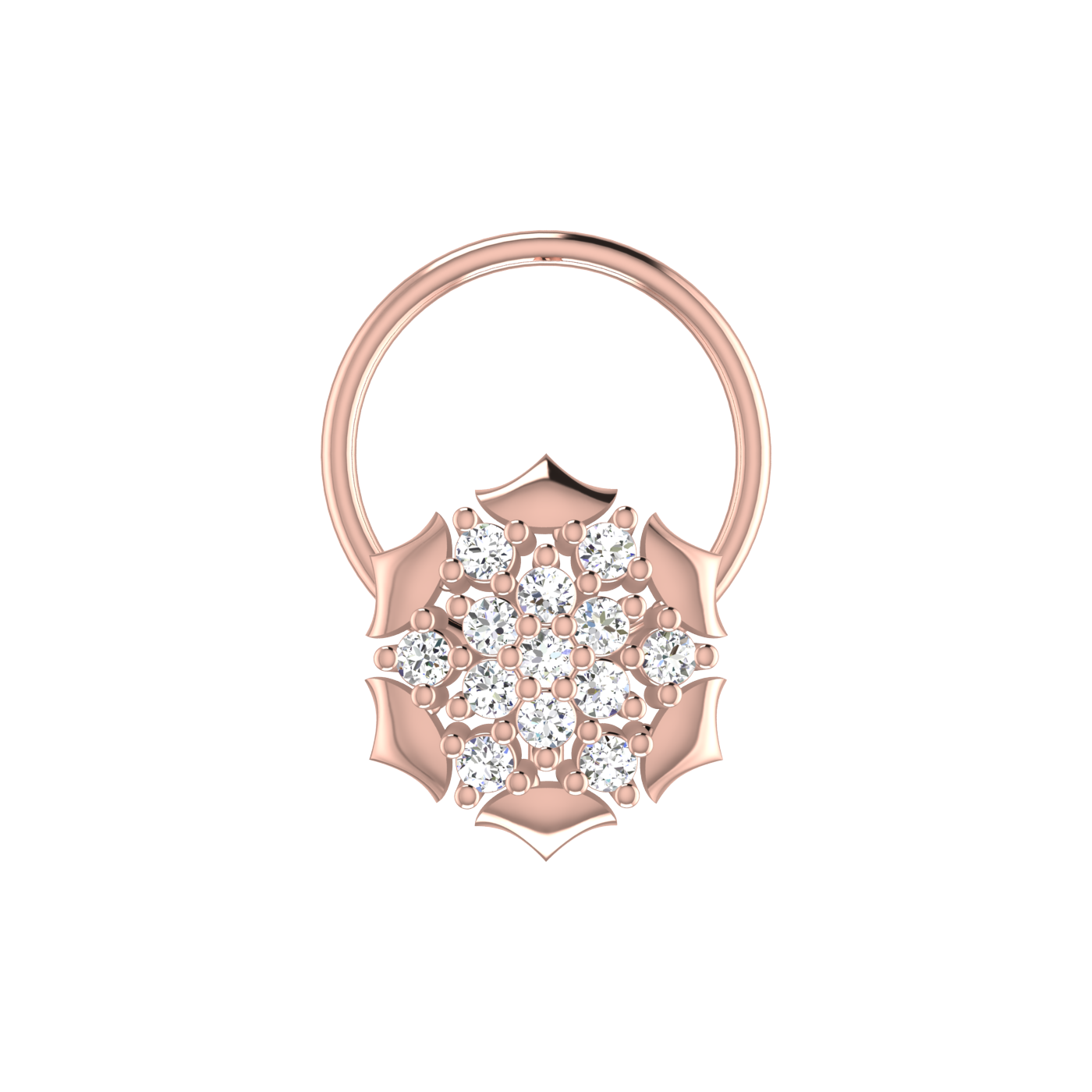14K Gold Golden Petal Shine 0.06ct Lab Grown Diamond Nose Pin