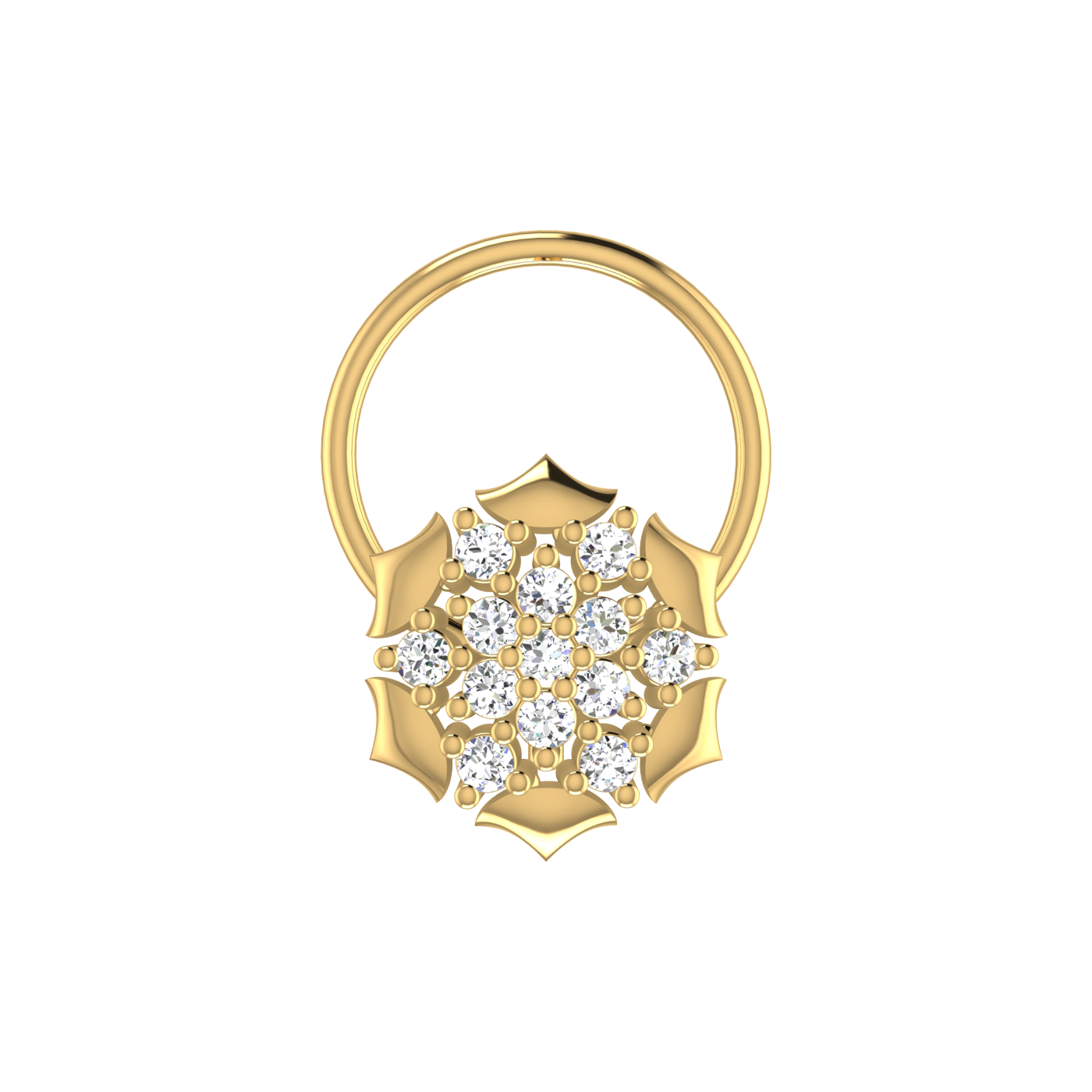 14K Gold Golden Petal Shine 0.06ct Lab Grown Diamond Nose Pin
