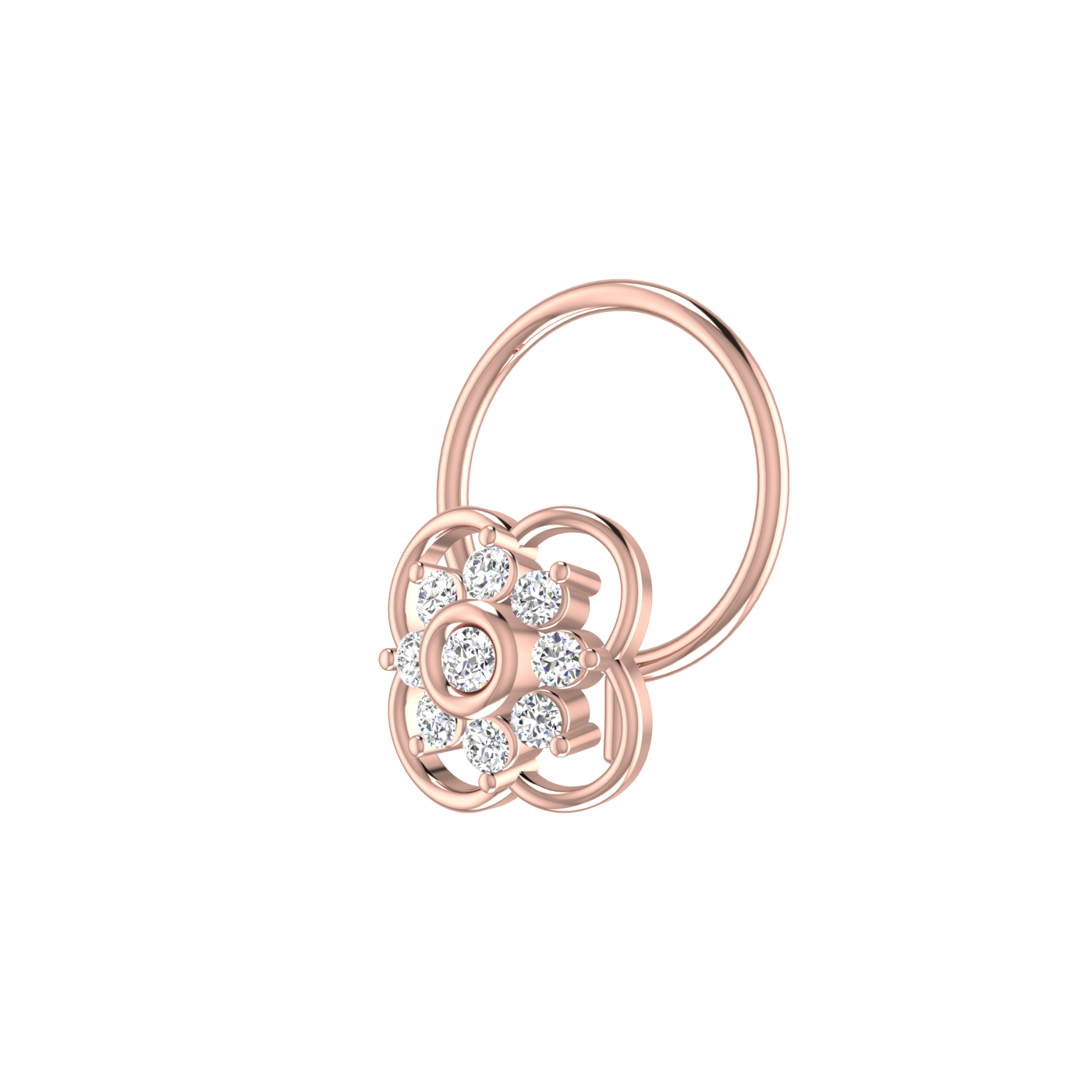 14K Gold Blossom Aura 0.06ct Lab Grown Diamond Nose Pin
