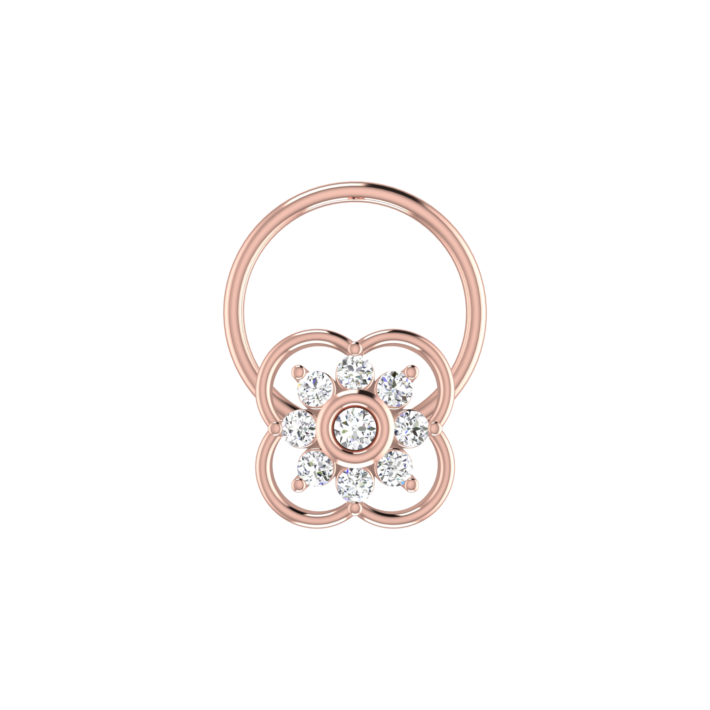 14K Gold Blossom Aura 0.06ct Lab Grown Diamond Nose Pin