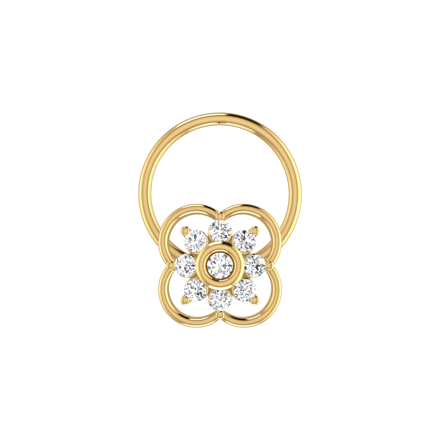 14K Gold Blossom Aura 0.06ct Lab Grown Diamond Nose Pin