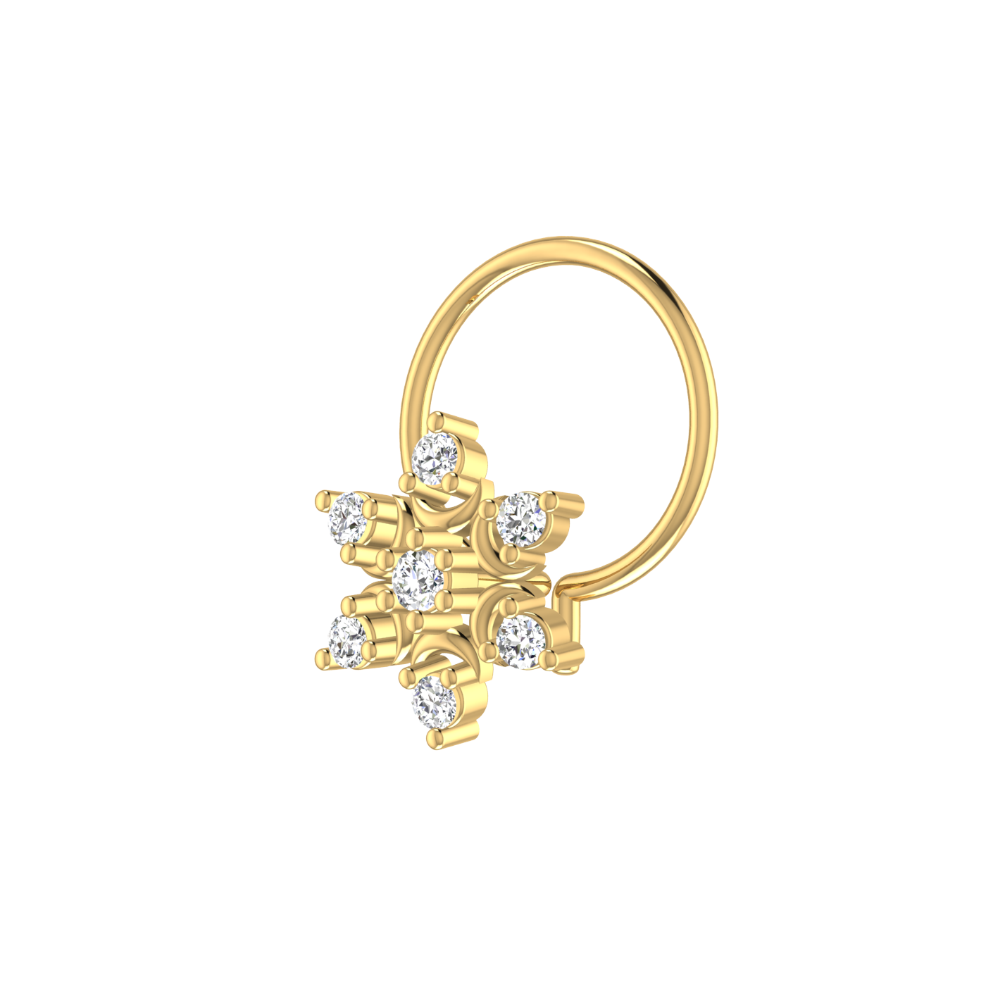 14K Gold Celestial Star 0.06ct Lab Grown Diamond Nose Pin