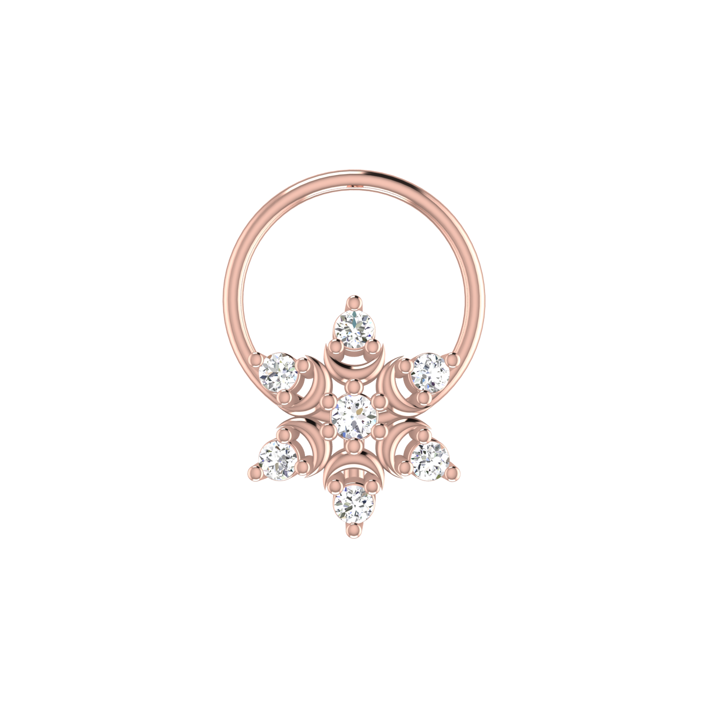 14K Gold Celestial Star 0.06ct Lab Grown Diamond Nose Pin