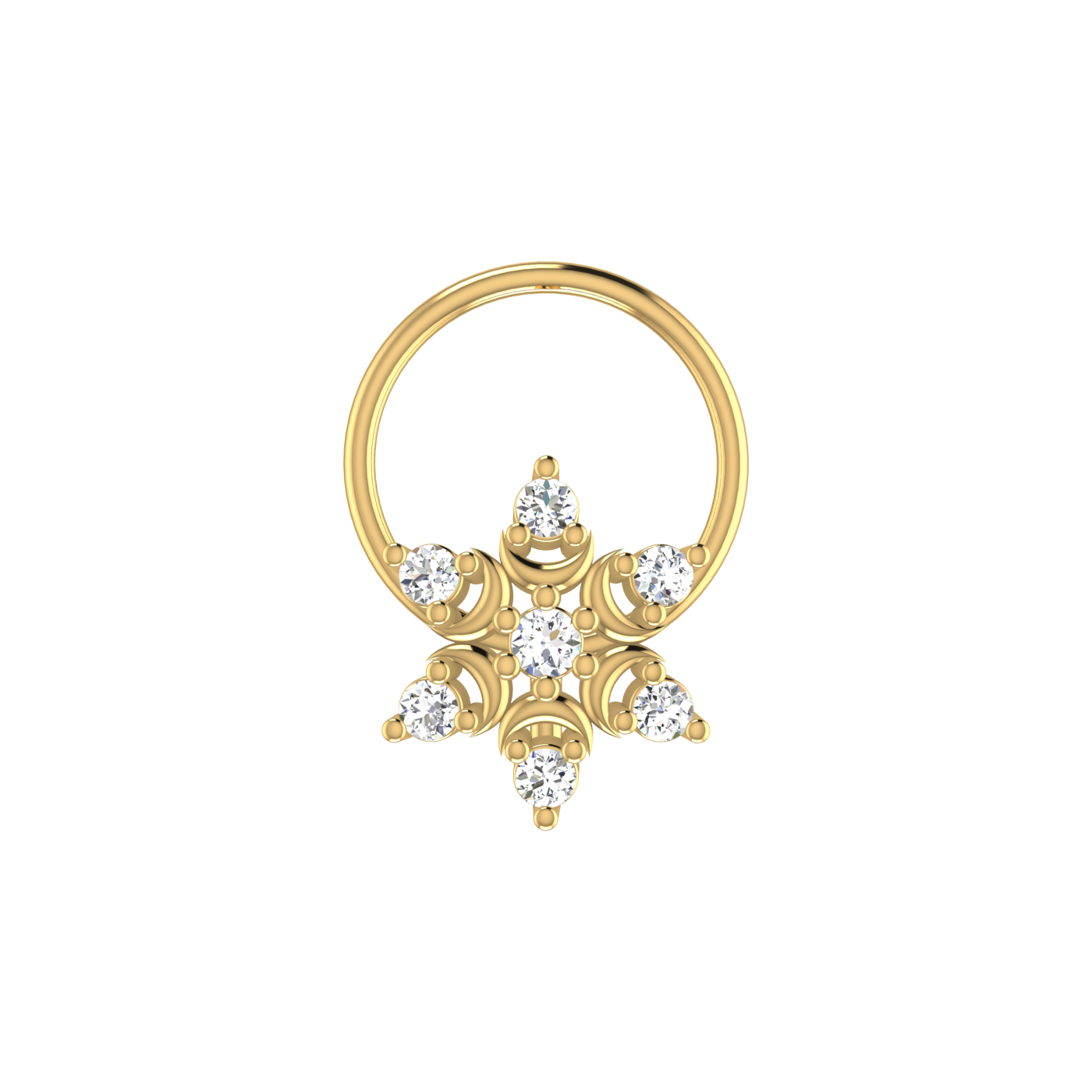 14K Gold Celestial Star 0.06ct Lab Grown Diamond Nose Pin