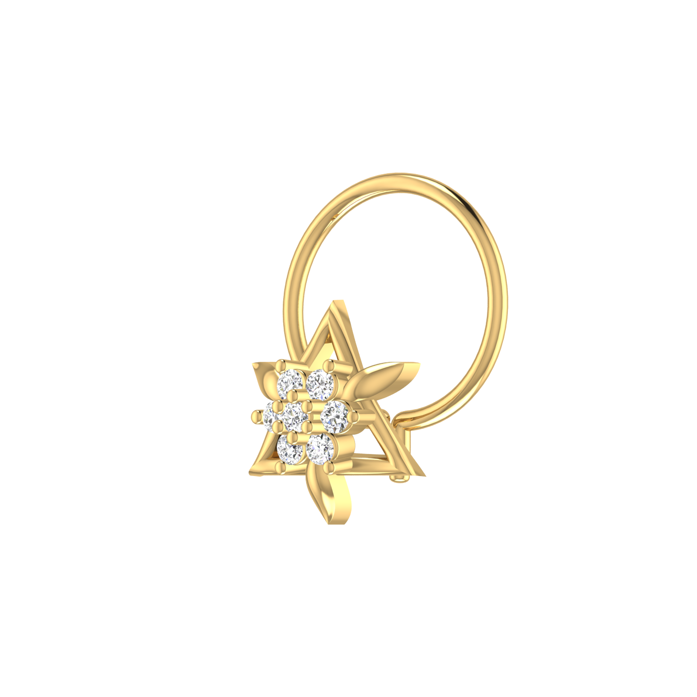 14K Gold Celestial Prism 0.03ct Lab Grown Diamond Nose Pin