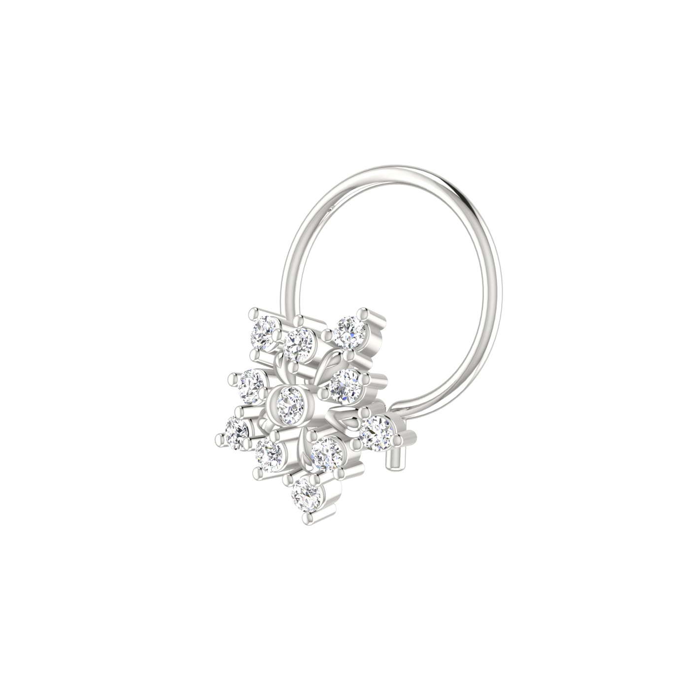 14K Gold Ethereal Snowflake 0.07ct Lab Grown Diamond Nose Pin