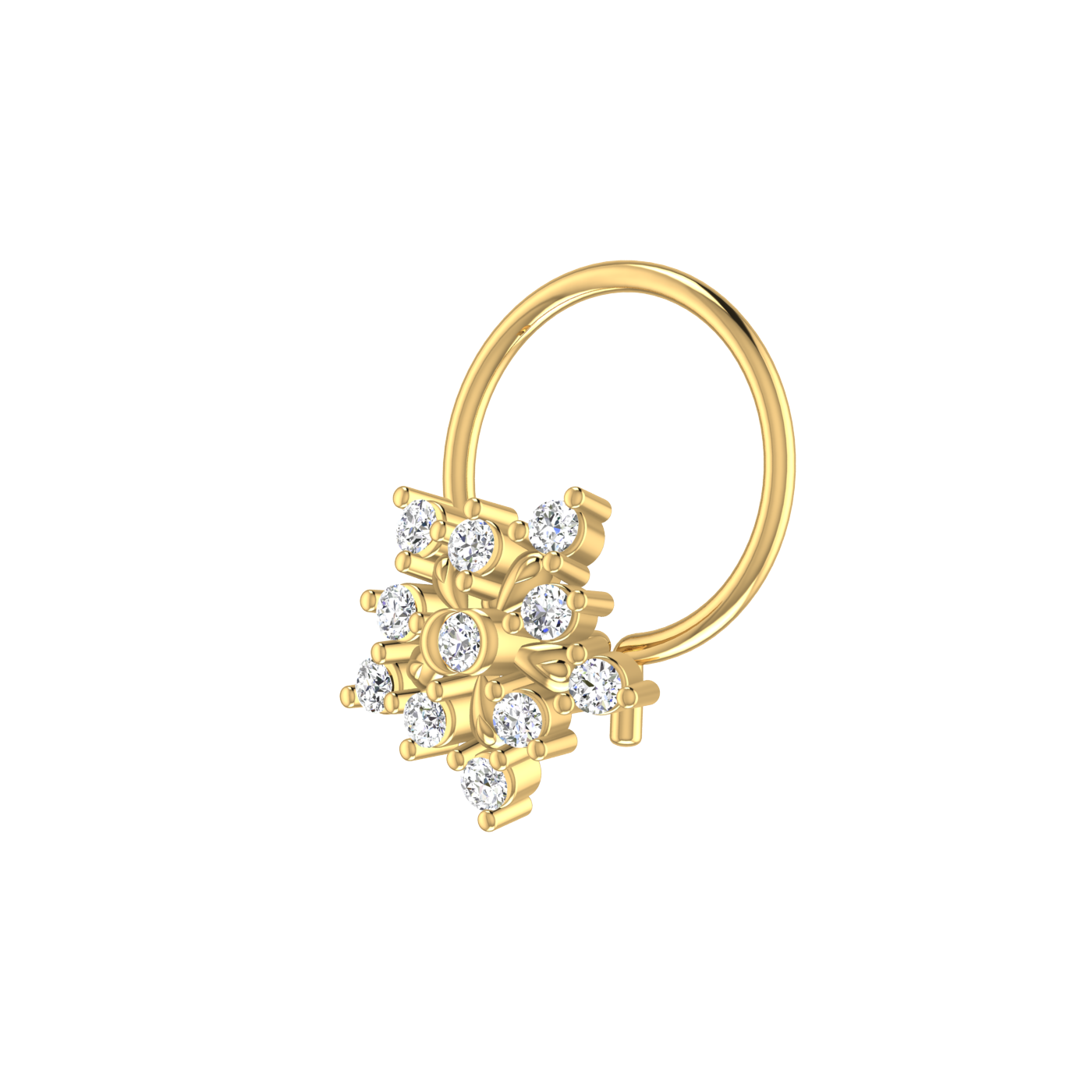 14K Gold Ethereal Snowflake 0.07ct Lab Grown Diamond Nose Pin