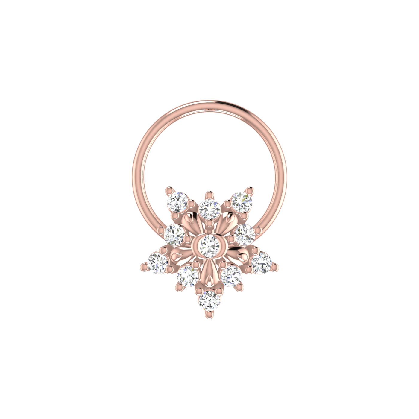 14K Gold Ethereal Snowflake 0.07ct Lab Grown Diamond Nose Pin