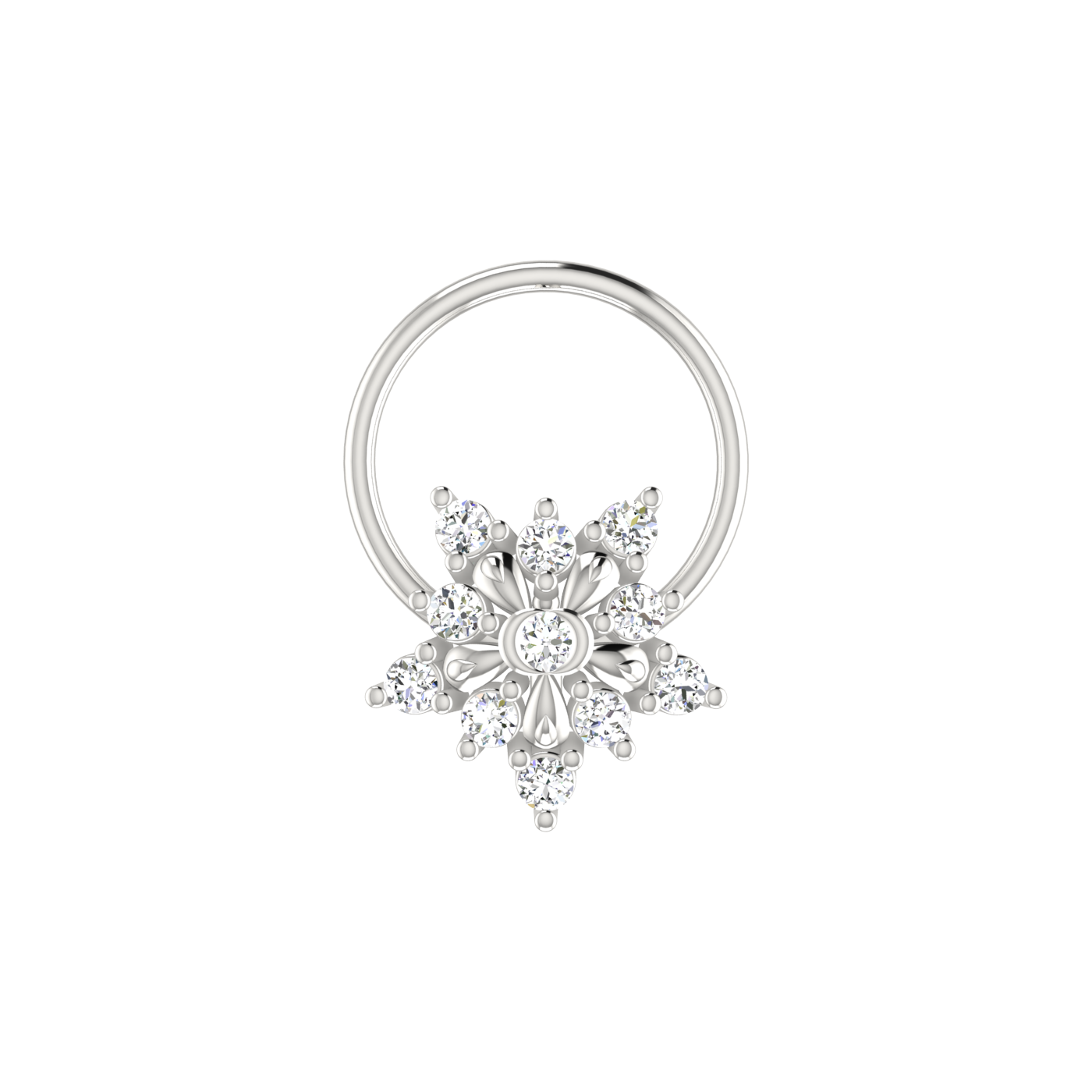 14K Gold Ethereal Snowflake 0.07ct Lab Grown Diamond Nose Pin