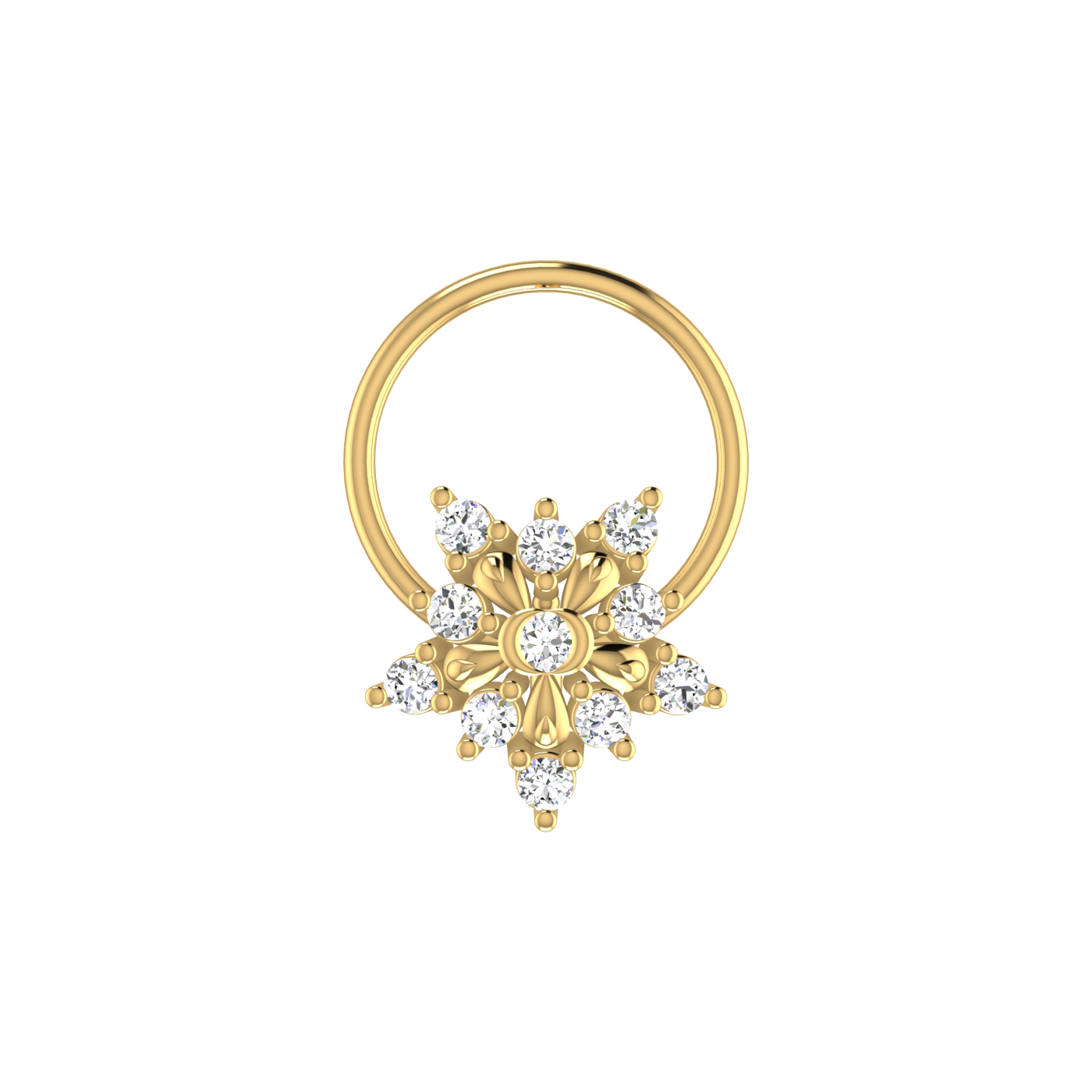 14K Gold Ethereal Snowflake 0.07ct Lab Grown Diamond Nose Pin
