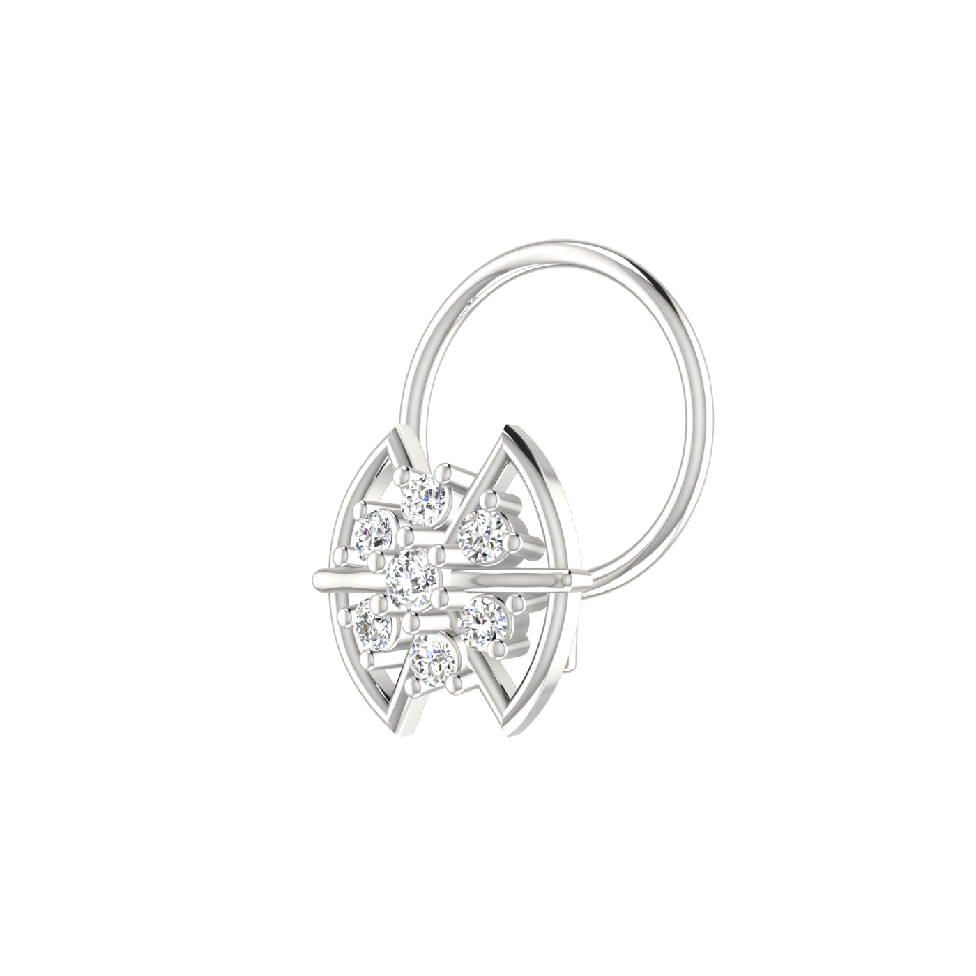 14K Gold Celestial Lotus 0.06ct Lab Grown Diamond Nose Pin