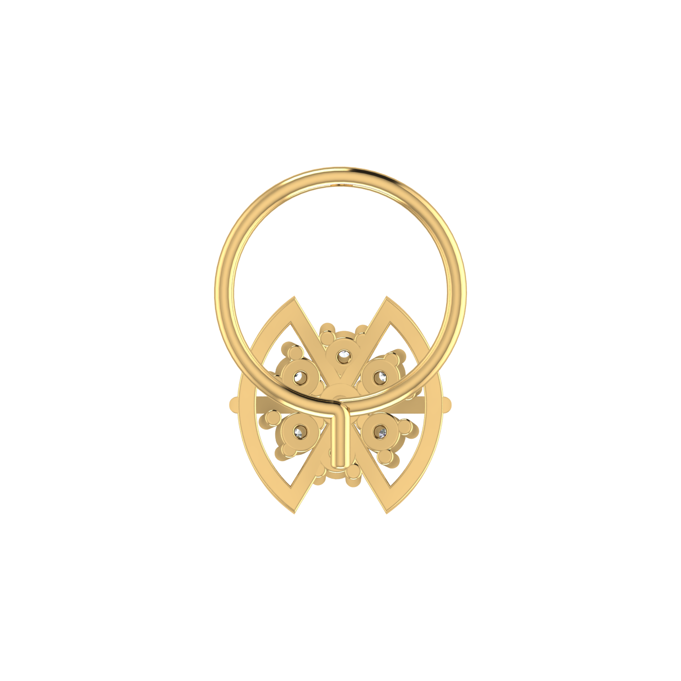 14K Gold Celestial Lotus 0.06ct Lab Grown Diamond Nose Pin