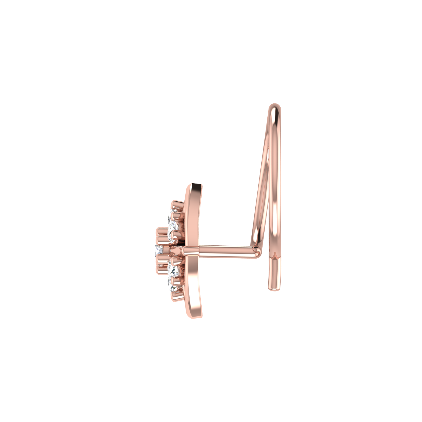 14K Gold Celestial Lotus 0.06ct Lab Grown Diamond Nose Pin