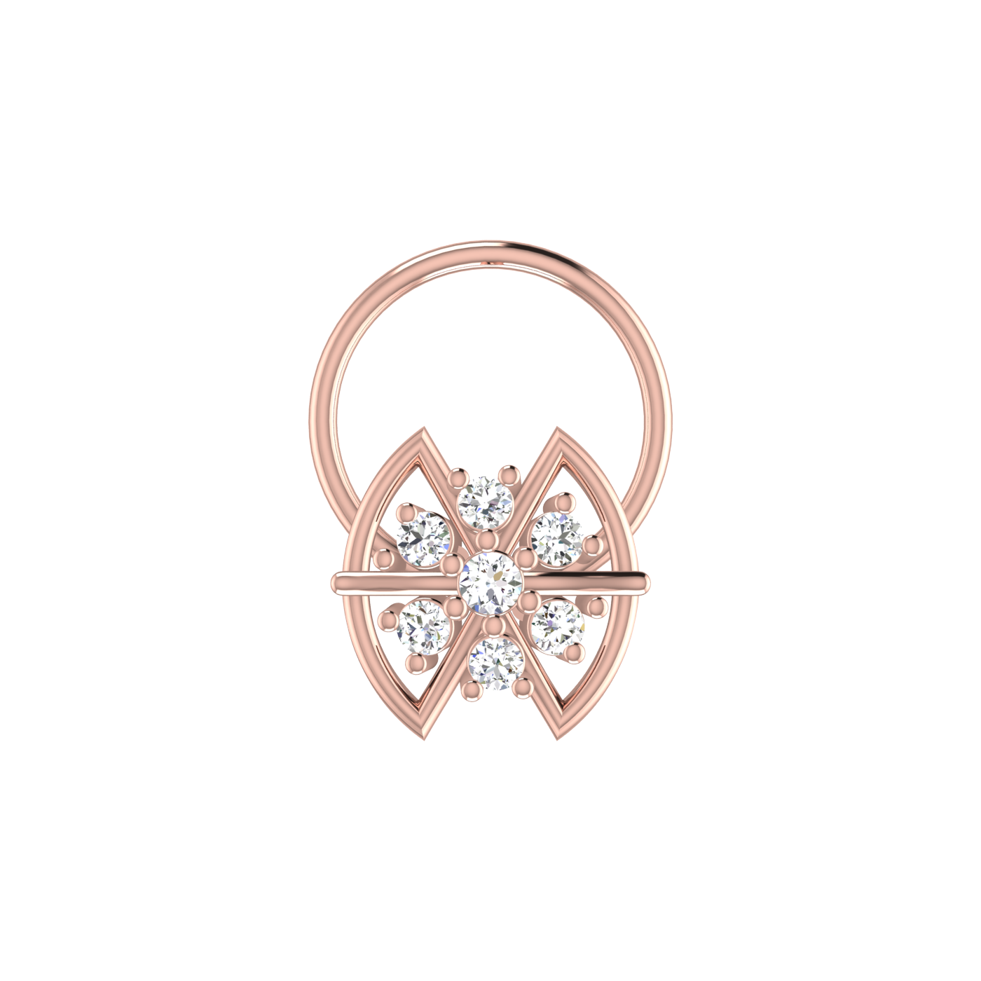 14K Gold Celestial Lotus 0.06ct Lab Grown Diamond Nose Pin