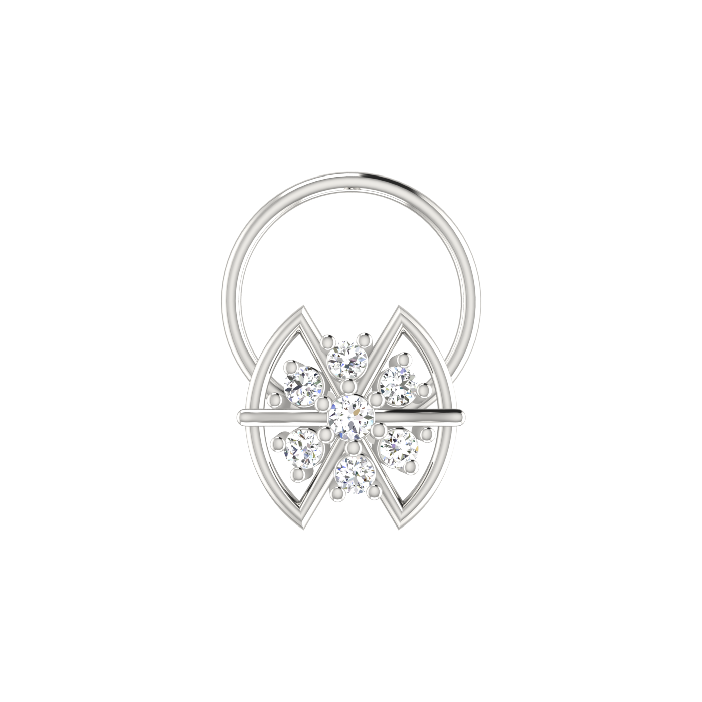 14K Gold Celestial Lotus 0.06ct Lab Grown Diamond Nose Pin