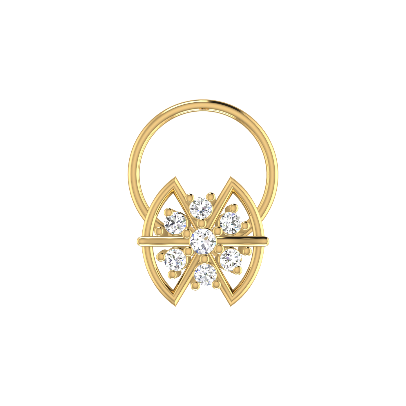 14K Gold Celestial Lotus 0.06ct Lab Grown Diamond Nose Pin
