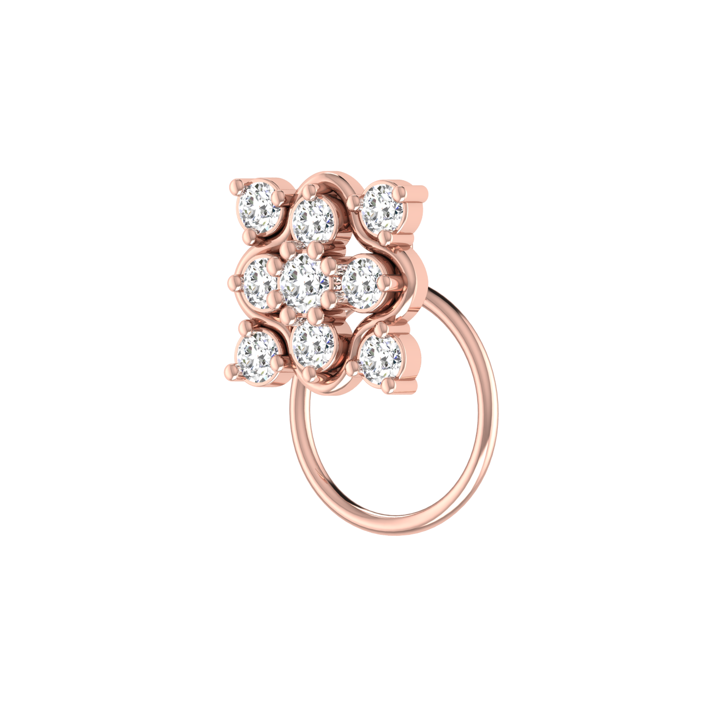 Floral Flower 0.18 Ct Lab Grown Diamond Nose Pin
