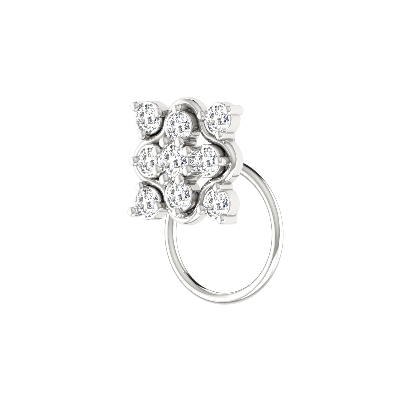 Floral Flower 0.18 Ct Lab Grown Diamond Nose Pin