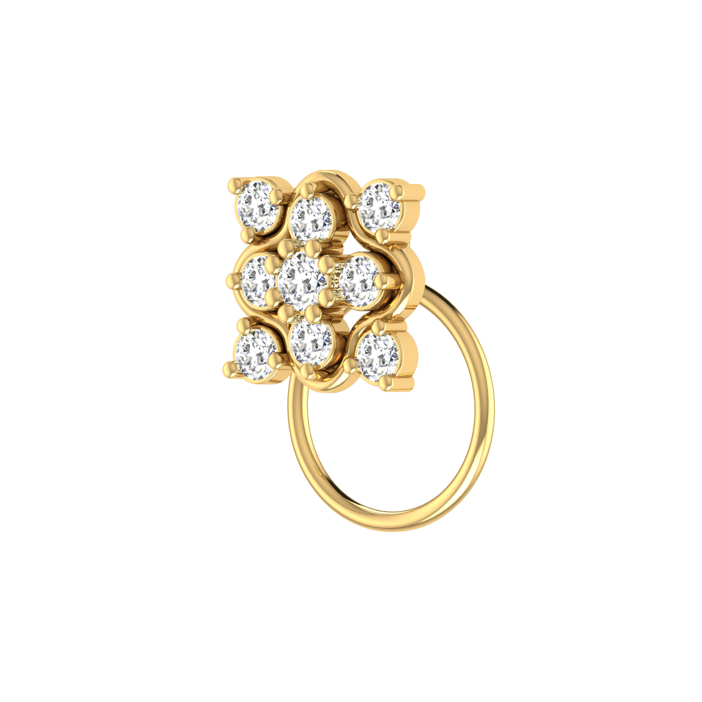 Floral Flower 0.18 Ct Lab Grown Diamond Nose Pin