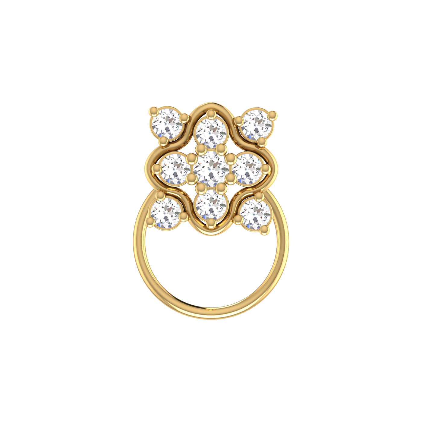 Floral Flower 0.18 Ct Lab Grown Diamond Nose Pin