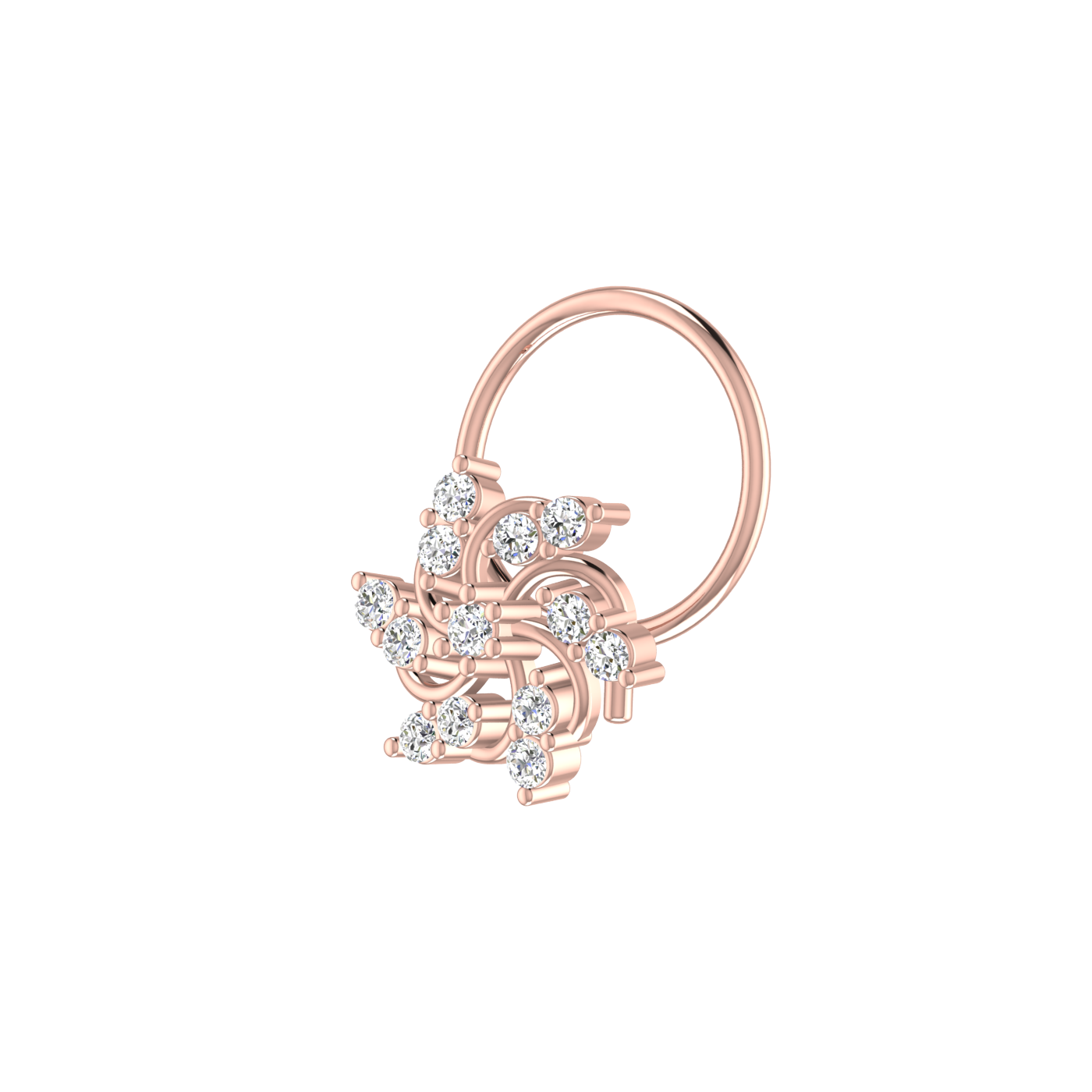 14K Gold Celestial Swirl 0.09ct Lab Grown Diamond Nose Pin